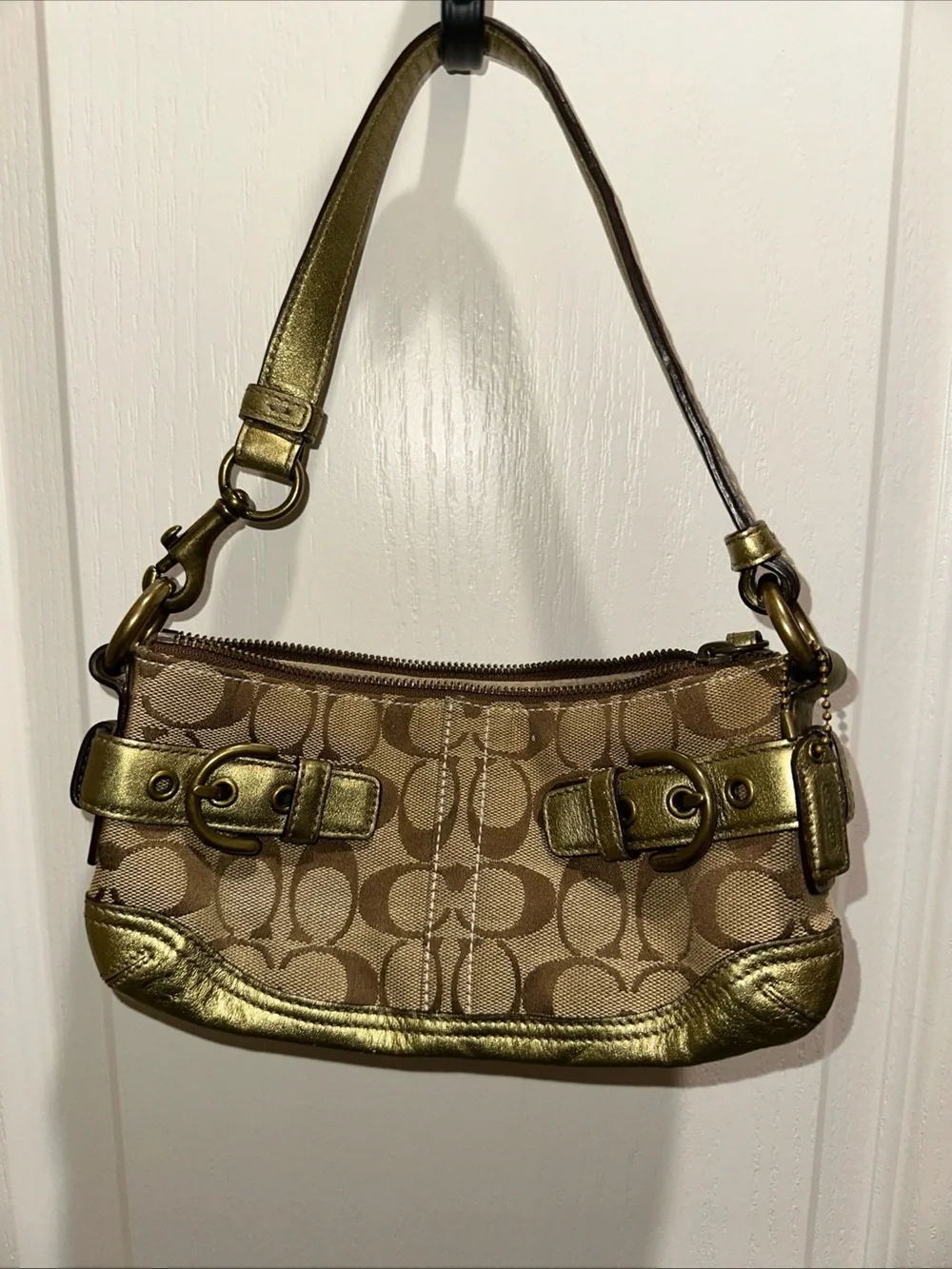 Vintage Y2K Coach 2005 Mini Belt Shoulder Bag in Khaki Brown - 5107
